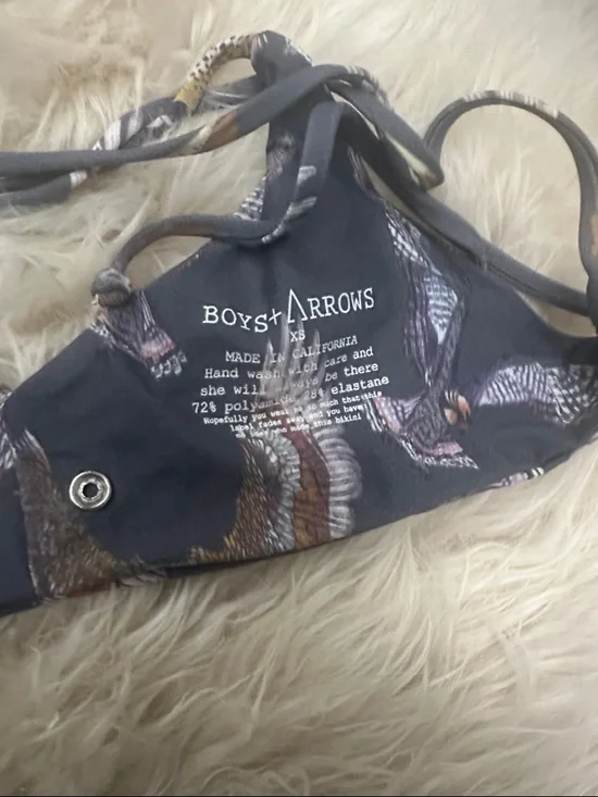 Boys + Arrows Slate Bird-Print Triangle Bikini - Picture 3 of 3